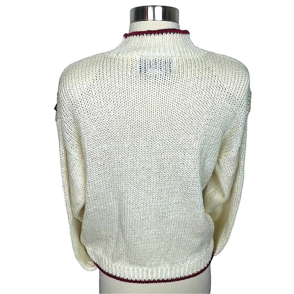 Vintage‎ 80s 90s Floral Embroidered Mock Neck Cottagecore Sweater M - Picture 8 of 9